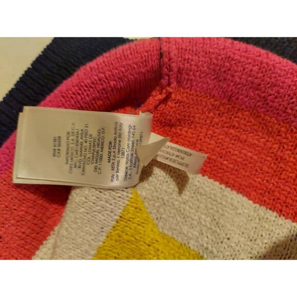 Chaps Sweater, Women's Size Medium Navy Blue Pink Yellow, Striped Bold - Picture 9 of 9